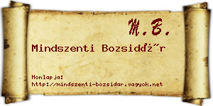 Mindszenti Bozsidár névjegykártya